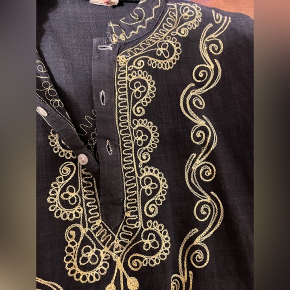Vintage Hippie Black & Gold embroidered tunic - Picture 8 of 8